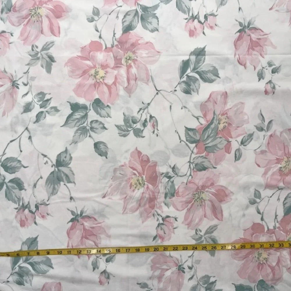 Vintage Queen Flat Sheet JP Stevens Pink Floral‎